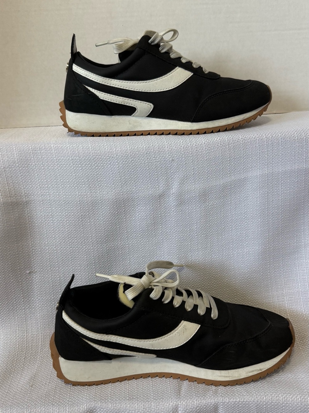Steve Madden Black and White Retro Runner Sneakers